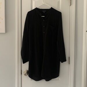 Eileen‎ Fisher Petite Womens Black Silk Tunic Dress